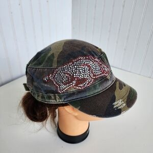 District Threads Distressed Military Style Hat Rhinestones Applique OS